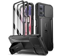 Poetic Revolution Case for Moto G Power 2024 [Not Fit 2023 Version], [Slide Camera Cover], Full-Body Military Grade Rugged Shockproof Cover with Kickstand and Built-in-Screen Protector, Black