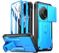 Poetic Revolution Case for OnePlus 13 5G, [Slide Camera Cover]，Built-in Screen Protector [Work with Fingerprint ID], [2 Front Frame] Full Body Rugged Shockproof Protective Case with Kickstand, Blue