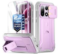 Poetic Revolution Case for OnePlus 15 5G, | Slide Camera Cover | 2 Tempered Glass Screen Protector | 20FT Mil-Grade Drop Tested |Full-Body Rugged Dual-Layer Shockproof Case with Kickstand, Purple/Gray