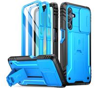 Poetic Revolution Case for Samsung Galaxy A17 / A16 5G, [Slide Camera Cover], [20FT Mil-Grade Drop Tested], Full-Body Rugged Shockproof Cover with Kickstand and Built-in-Screen Protector, Light Blue