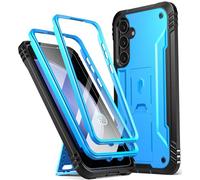 Poetic Revolution Case for Samsung Galaxy S23 FE 5G, Built-in Screen Protector 【Work with Fingerprint ID】, Full Body Rugged Shockproof Protective Cover Case with Kickstand [Update Version], Light Blue