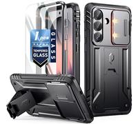 Poetic Revolution Case for Samsung Galaxy S26 Plus, [Slide Camera Cover], [20FT Mil-Grade Drop Tested], Full-Body Military Grade Rugged Dual-Layer Shockproof Cover with Kickstand, Black
