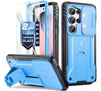 Poetic Revolution Case for Samsung Galaxy S26 Ultra, [Slide Camera Cover], [20FT Mil-Grade Drop Tested], Full-Body Military Grade Rugged Dual-Layer Shockproof Cover with Kickstand, Light Blue