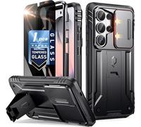 Poetic Revolution Case for Samsung Galaxy S26 Ultra, [Slide Camera Cover], [Privacy Tempered Glass Screen Protector ], Full-Body Military Grade Rugged Dual-Layer Shockproof Cover with Kickstand, Black