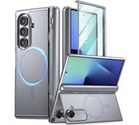 Poetic Revolution Flex Case for Galaxy Z Fold 7, [Hidden Foldable Kickstand][Hinge Protection][MagSafe Compatible], Full Body Galaxy Z Fold 7 Cover with Built-in-Screen Protector, Silver Grey