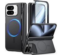 Poetic Revolution Flex Case for Google Pixel 10 Pro Fold, [Hidden Foldable Kickstand][Hinge Protection][MagSafe Compatible], Shockproof Pixel 10 Pro Fold Cover with Built-in-Screen Protector, Black