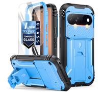 Poetic Revolution for Google Pixel 11 Case, [Slide Camera Cover], [Tempered Glass Screen Protector][20FT Mil-Grade Drop Tested], Full-Body Rugged Dual-Layer Shockproof Cover with Kickstand, Light Blue