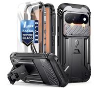 Poetic Revolution for Google Pixel 11 Pro Case, [Slide Camera Cover], [Tempered Glass Screen Protector][20FT Mil-Grade Drop Tested], Full-Body Rugged Dual-Layer Shockproof Cover with Kickstand, Black