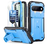 Poetic Revolution for Google Pixel 11 Pro XL Case, [Slide Camera Cover], [Tempered Glass Screen Protector][20FT Mil-Grade Drop Tested], Full-Body Dual-Layer Shockproof Cover with Kickstand, Light Blue