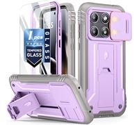 Poetic Revolution for Moto Edge 5G 2026 Case, | Slide Camera Cover | Tempered Glass Screen Protector | 20FT Mil-Grade Drop Tested | Full-Body Rugged Dual-Layer Shockproof Cover with Kickstand, Purple