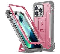 POETIC Revolution Series Case Compatible with iPhone 13 Pro 6.1 inch (2021 Release), Full-Body Rugged Shockproof Heavy Duty Protective Cover with Kickstand and Built-in Screen Protector, Light Pink