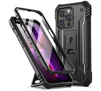 Poetic Revolution Series Case Compatible with iPhone 13 Pro 6.1 inch (2021 Release), Full-Body Rugged Shockproof Heavy Duty Protective Cover with Kickstand and Built-in Screen Protector, Black