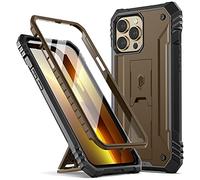 Poetic Revolution Series Case Compatible with iPhone 13 Pro Max 6.7 inch (2021 Release), Full-Body Rugged Shockproof Heavy Duty Protective Cover with Kickstand and Built-in Screen Protector, Brown