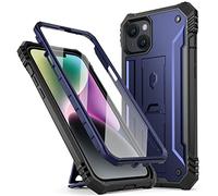 Poetic Revolution Series Case Compatible with iPhone 14 Plus 6.7 inch (2022 Release), Full-Body Rugged Shockproof Heavy Duty Protective Cover with Kickstand and Built-in Screen Protector, NavyBlue