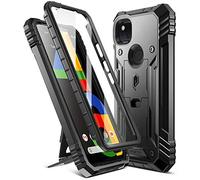 Poetic Revolution Series Case Compatible with Pixel 4a 5.8 inch (2020), Full-Body Rugged Dual-Layer Shockproof Protective Cover with Kickstand and Built-In-Screen Protector, Black