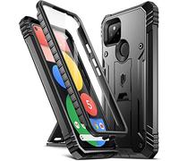Poetic Revolution Series Case Compatible with Pixel 5, Full-Body Rugged Dual-Layer Shockproof Protective Cover with Kickstand and Built-In-Screen Protector, Black