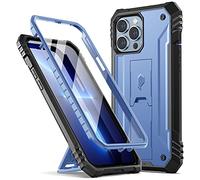 Poetic Revolution Series Case for iPhone 13 Pro Max 6.7 inch (2021 Release), Full-Body Rugged Dual-Layer Shockproof Protective Cover with Kickstand and Built-in-Screen Protector, Blue