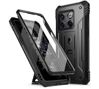 Poetic Revolution Series Designed for Oneplus 10T Case, Full-Body Rugged Dual-Layer Shockproof Protective Cover with Kickstand and Built-in-Screen Protector, Black