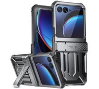 Poetic Spartan Case Compatible with Motorola Moto Razr 40 Ultra 5G,[Kickstand][Hinge Protection], Full-Body Rugged Shockproof Protective Cover with Kickstand, Metallic Gun Metal