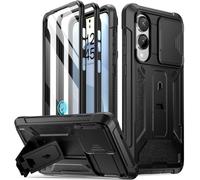Poetic Spartan Case for Galaxy S25 Edge 6.7", [Slide Camera Cover] [Screen Protector Works with Fingerprint ID] Military Grade Rugged Shockproof S25 Edge Phone Case with Kickstand, Matte Black
