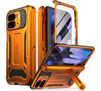Poetic Spartan Case for Google Pixel 9 Pro Fold 5G, [Hinge Protection][Kickstand][Mil-Grade Protection] Full-Body Shockproof Protective Rugged Cover with Built-in Screen Protector, Metallic Orange