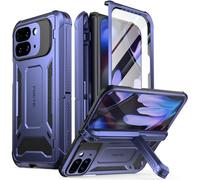 Poetic Spartan Case for Google Pixel 9 Pro Fold 5G, [Hinge Protection][Kickstand][Mil-Grade Protection] Full-Body Shockproof Protective Rugged Cover with Built-in Screen Protector, Midnight Blue