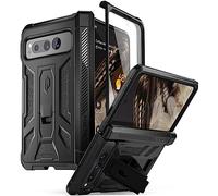 Poetic Spartan Case for Google Pixel Fold 5G,[Hinge Protection][Kickstand][Mil-Grade Protection] Full-Body Hybrid Shockproof Protective Rugged Cover with Built-in Screen Protector, Matte Black