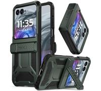 Poetic Spartan Case for Motorola Moto Razr 50 2024, [Kickstand] [Hinge Protection] [20ft Drop Tested Mile Class], Full Cover,Heavy Duty Shockproof Protective Cover with Stand, Metallic Green
