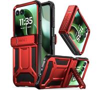 Poetic Spartan Case for Motorola Moto Razr 60 Ultra 2025,[Kickstand][Hinge Protection][20FT Mil-Grade Drop Tested], Full-Body Rugged Shockproof Protective Cover with Kickstand, Metallic Red