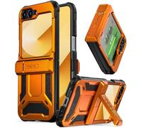 Poetic Spartan Case for Samsung Galaxy Z Flip 6 5G (2024), [Kickstand][Built-in Screen Protector][Hinge Protection][20FT Drop Tested], Full-Body Rugged Shockproof Protective Cover, Metallic Orange