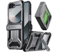 Poetic Spartan Case for Samsung Galaxy Z Flip 6 5G (2024), [Kickstand][Built-in Screen Protector][Hinge Protection][20FT Drop Tested], Full-Body Rugged Shockproof Protective Cover, Metallic Gun Metal
