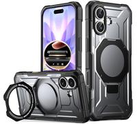 Poetic Spartan Case with Ring Stand for iPhone 17, [Camera Control Button][Magsafe Compatible],Full Body Rugged ShockProof Protective Cover Case, Metallic Gun Metal
