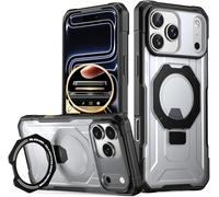 Poetic Spartan Case with Ring Stand for iPhone 17 Pro Max, [Camera Control Button][Magsafe Compatible], Full Body Rugged ShockProof Protective Cover Case, Black/Clear