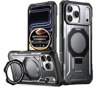 Poetic Spartan Case with Ring Stand for iPhone 17 Pro Max, [Camera Control Button][Magsafe Compatible], Full Body Rugged ShockProof Protective Cover Case, Metallic Gun Metal