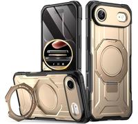 Poetic Spartan Case with Ring Stand for iPhone Air, [Camera Control Button][Magsafe Compatible], Full Body Rugged ShockProof Protective Cover Case, Metallic Gold