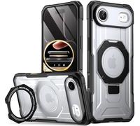 Poetic Spartan Case with Ring Stand for iPhone Air, [Camera Control Button][Magsafe Compatible], Full Body Rugged ShockProof Protective Cover Case, Black/Clear