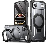 Poetic Spartan Case with Ring Stand for iPhone Air, [Camera Control Button][Magsafe Compatible], Full Body Rugged ShockProof Protective Cover Case, Metallic Gun Metal
