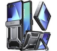 Poetic Spartan for Galaxy Z Flip 7 Case, [Kickstand] [Hinge Protection] [20FT Mil-Grade Drop Tested], Full-Body Rugged Shockproof Protective Phone Cover for Galaxy Z Flip7, Metallic Gun Metal
