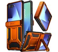 Poetic Spartan for Galaxy Z Flip 7 Case, [Kickstand] [Hinge Protection] [20FT Mil-Grade Drop Tested], Full-Body Rugged Shockproof Protective Phone Cover for Galaxy Z Flip7, Metallic Orange