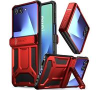 Poetic Spartan for Samsung Galaxy Z Flip 7 Case, [Kickstand] [Hinge Protection] [20FT Mil-Grade Drop Tested], Full-Body Rugged Shockproof Protective Phone Cover for Galaxy Z Flip7, Metallic Red