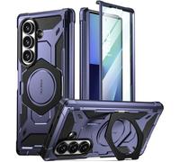Poetic Spartan for Samsung Galaxy Z Fold 7 Case, [Hinge Protection][Magnetic Ring Adjustable Stand][Built-in Screen Protector][Compatible with MagSafe] Full-Body Rugged Phone Case, Midnight Blue