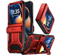 Poetic Spartan Case for Motorola Moto Razr 60 2025,[Kickstand][Hinge Protection][20FT Mil-Grade Drop Tested], Full-Body Rugged Shockproof Protective Cover with Kickstand, Metallic Red