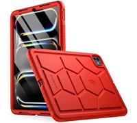 Poetic TurtleSkin Case for iPad Pro 11 Inch 2024 M4 5th Gen, Heavy Duty Shockproof Rugged Kids Friendly Drop Protection Silicone Cover Case, Red