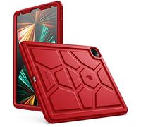 POETIC TurtleSkin Heavy Duty Case Designed for iPad Pro 12.9 2021/2020/2018 5th/4th/3rd Generation, Rugged Shockproof Drop Protection Kids Friendly Silicone Cover Case, Red