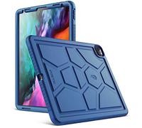 Poetic TurtleSkin Series Designed for Apple iPad Pro 12.9 2020 & 2018 Case, Heavy Duty Shockproof Kids Friendly Silicone Bumper Protective Case Cover, Navy Blue