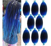 poetically Ombre Blue Marley Braiding Hair 16 Inch Elastic Afro Braid Pre Separated Hair Kinky Braid Hair Wrap for Soft Crazy 3 Tones Black Sky Blue Marley Cab
