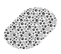 Poeticcity Black Pet Paws Print and Bones Seamless on White 3PCs Scrub Sponges, Two-Sided Dishes Oval Foam Wood Pulp Pop up Sponge Cleaning Kitchen Non-Scratch Compressed Scrubber Sponges