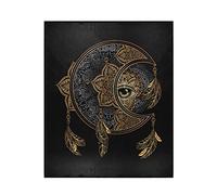Poeticcity Chic Tattoo Golden Crescent Moon and Sun Mandala Astrology 1PC Blanket, Lightweight Plush Throws Siesta 60x90 Inches, Super-Soft Fluffy Warm Cozy Travel Crystal Velvet Carpet for Bed Couch