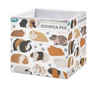 Poeticcity Guinea Pig Breeds Pet Rodents Isolated on White Square Storage Basket Bin, Collapsible Storage Box, Foldable Nursery Baskets Organizer for Toy, Clothes Easy to Assemble