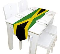 poeticcity Jamaica Flag Double Sided Oblong 13 X 90 inches Table Runner for Wedding Dining Room Kitchen Table Cloth Home Decor